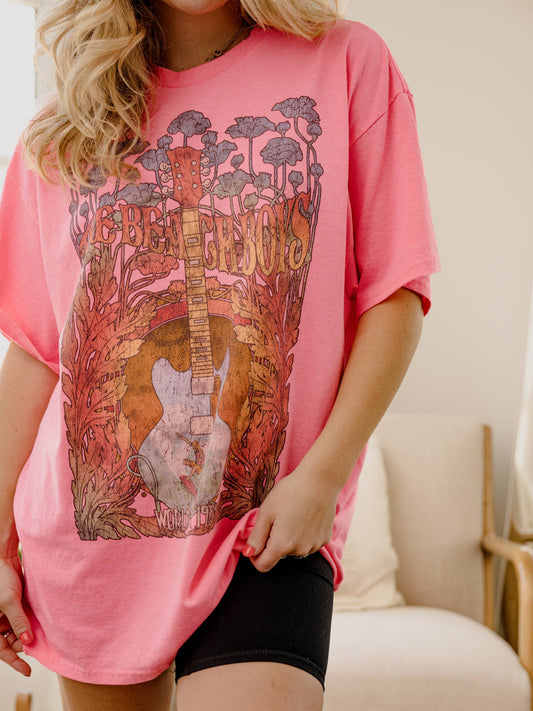 The Beach Boys Psych Hot Pink Thrifted Licensed Graphic Tee: S