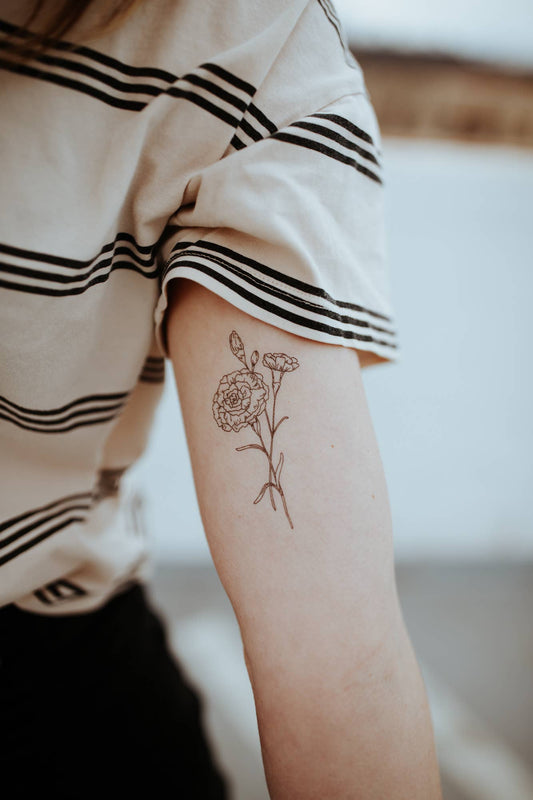 January Birth Flower - Carnation Temporary Tattoos