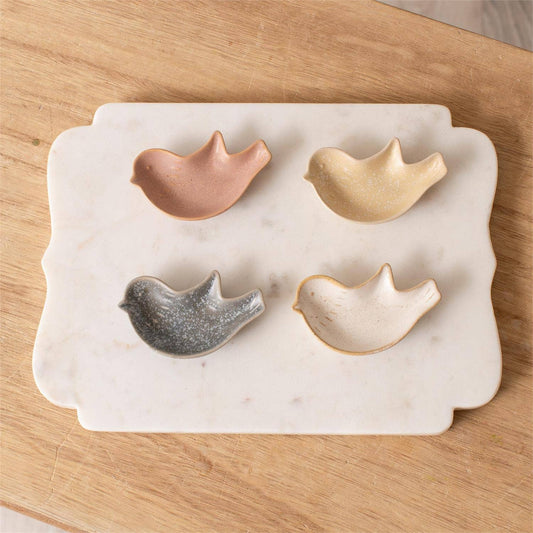 Mini Reactive Glaze Bird Trinket Trays
