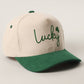 Lucky Script Glitter Heat Press Corduroy Trucker Hat