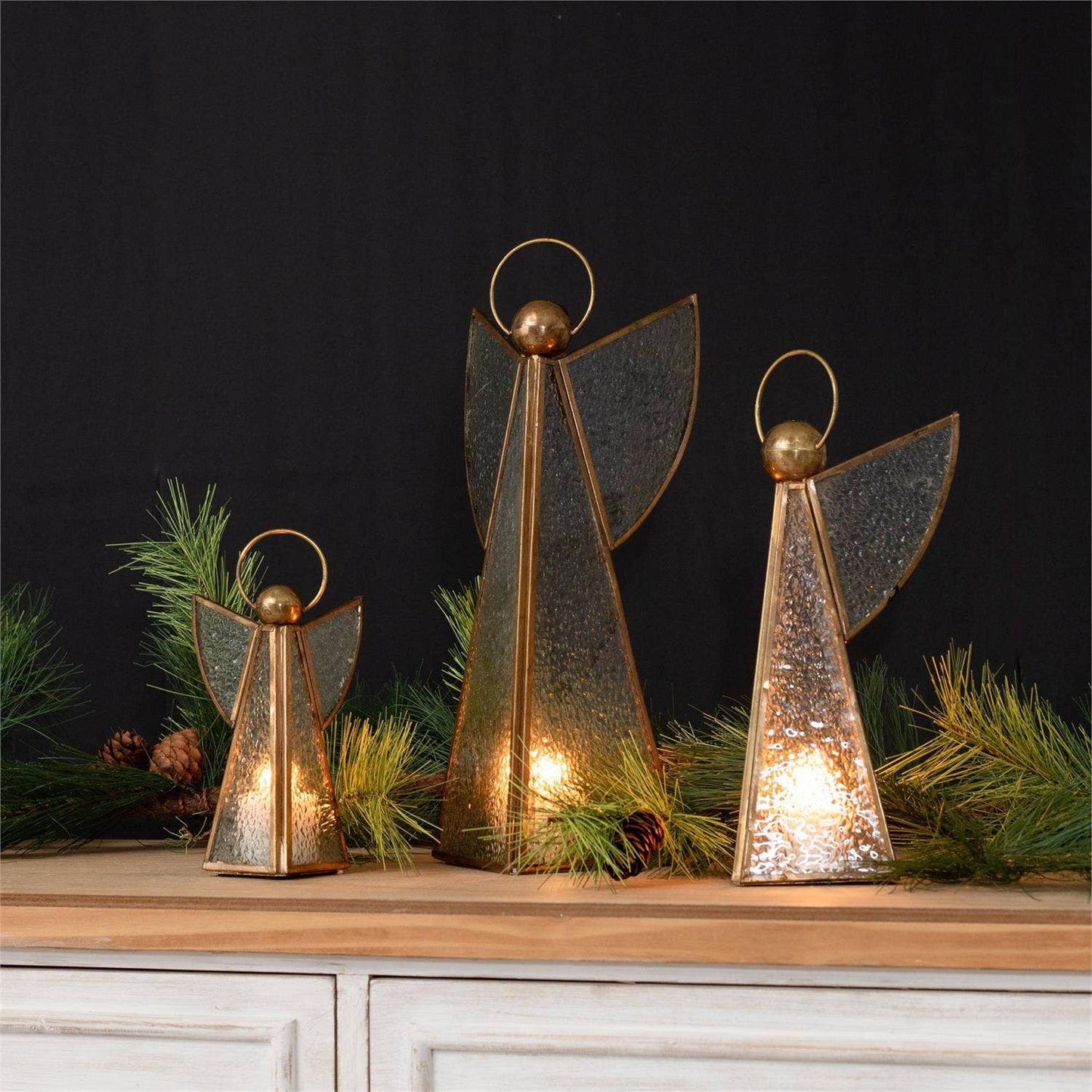 Vintage Glass And Brass Angel Figurine