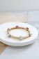 Jeweled Golden Bangle with semi precious stone dots: Shiny Gold - Pink Rose quartz