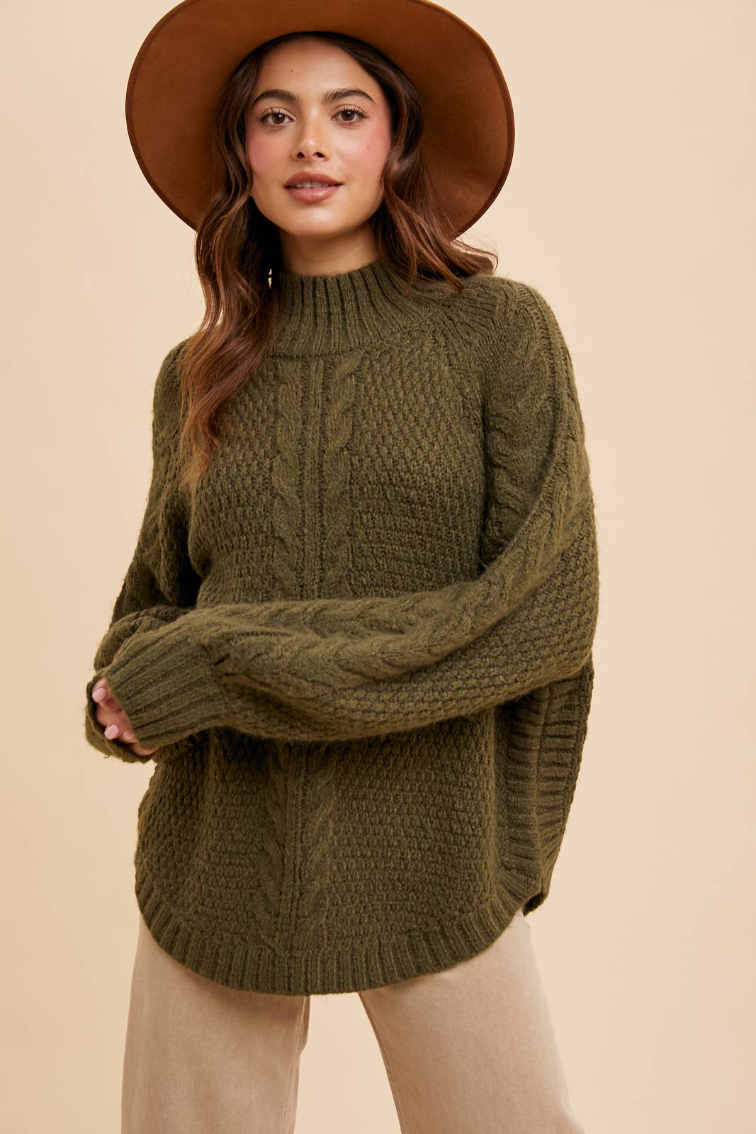 Textured Cable Knit Sweater