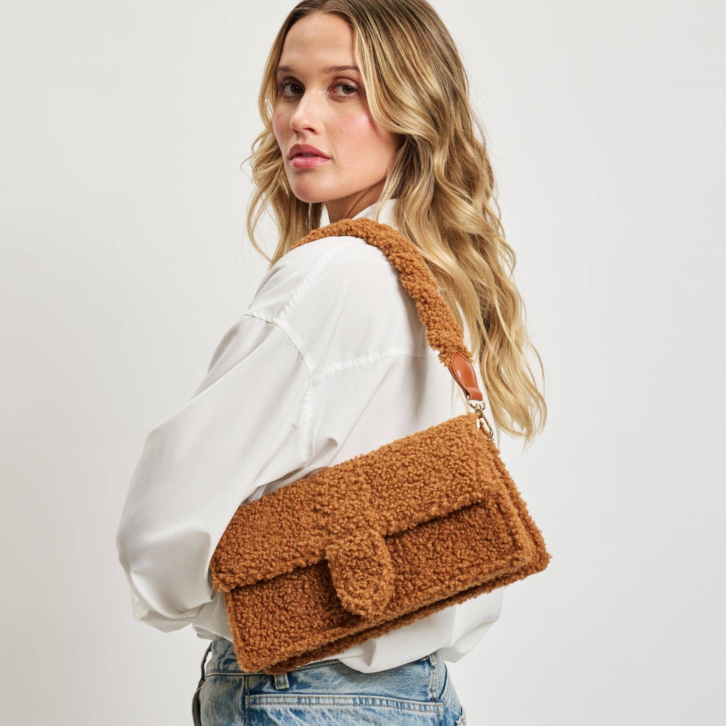 Fergie Sherpa Shearling East West Crossbody