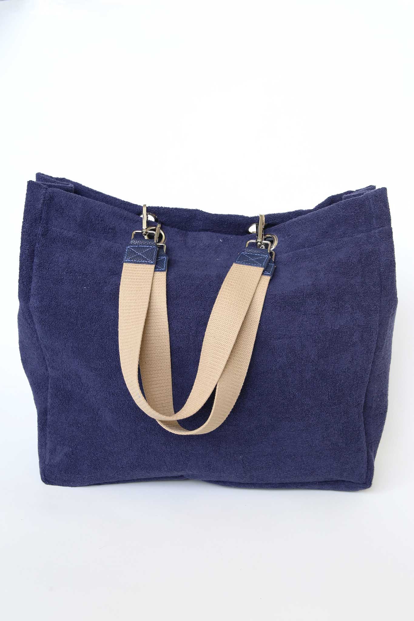 Solid Terry Plastic Lined Tote: Pearl Grey