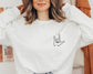 EMBROIDERED Love Sign Language Valentine's Day Sweater: White / Large