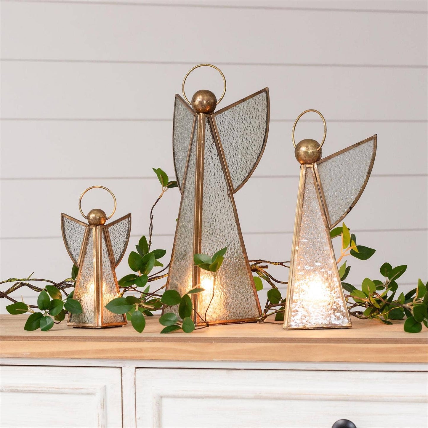 Vintage Glass And Brass Angel Figurine