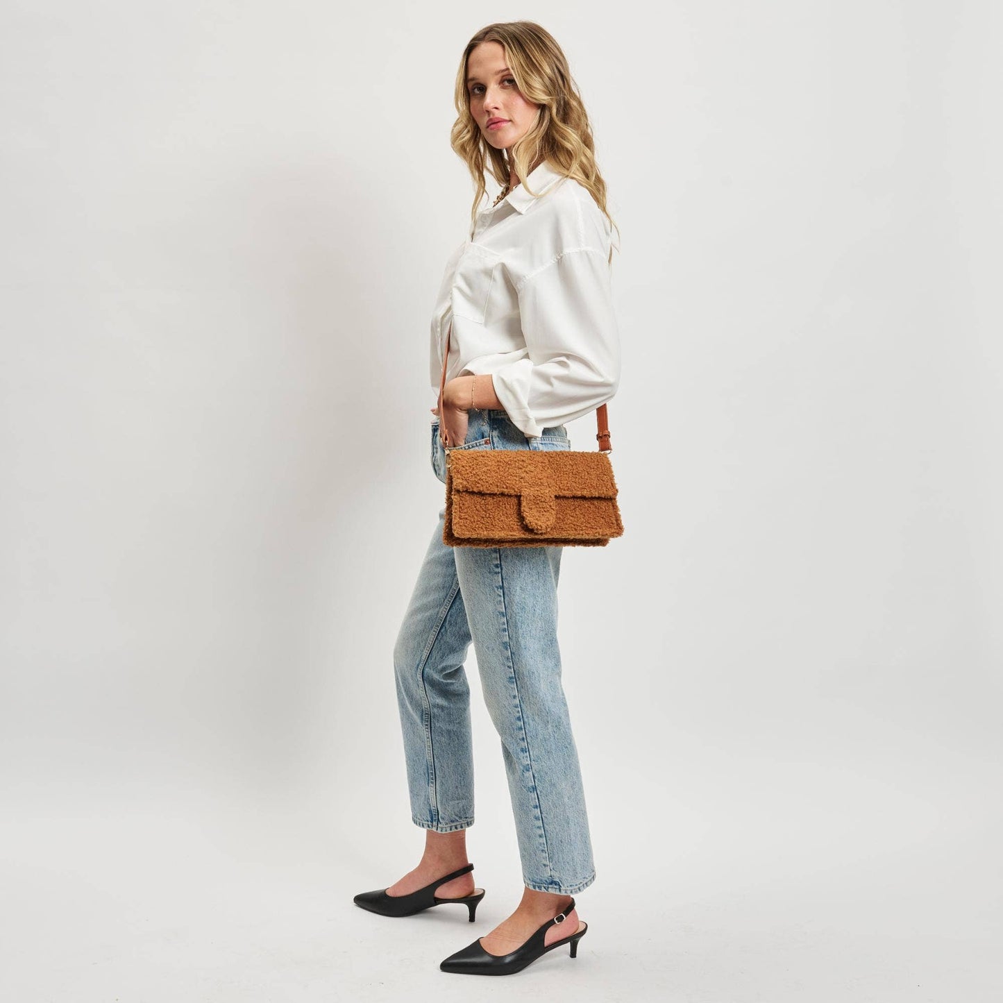 Fergie Sherpa Shearling East West Crossbody