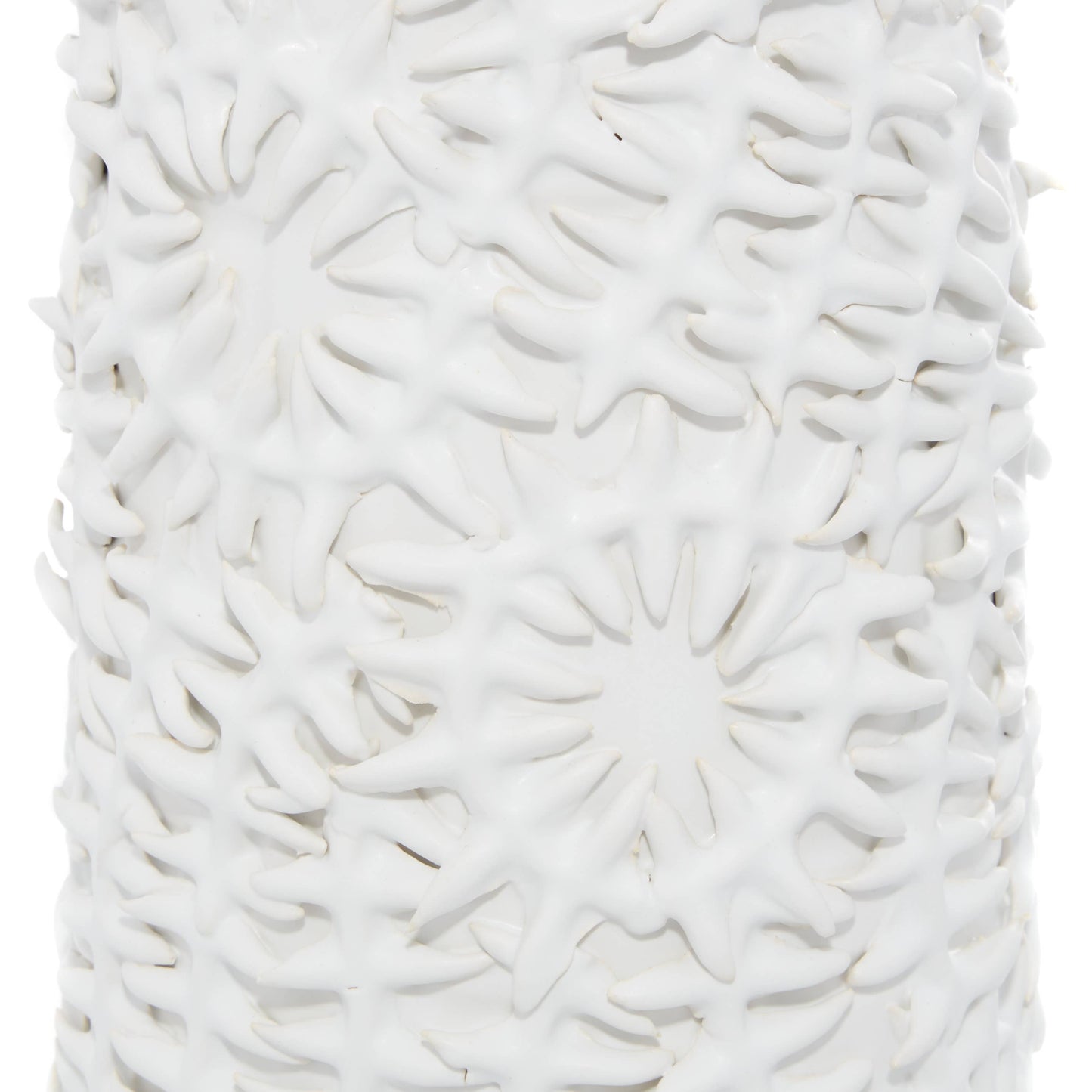 White Ceramic Embossed Floral Vase