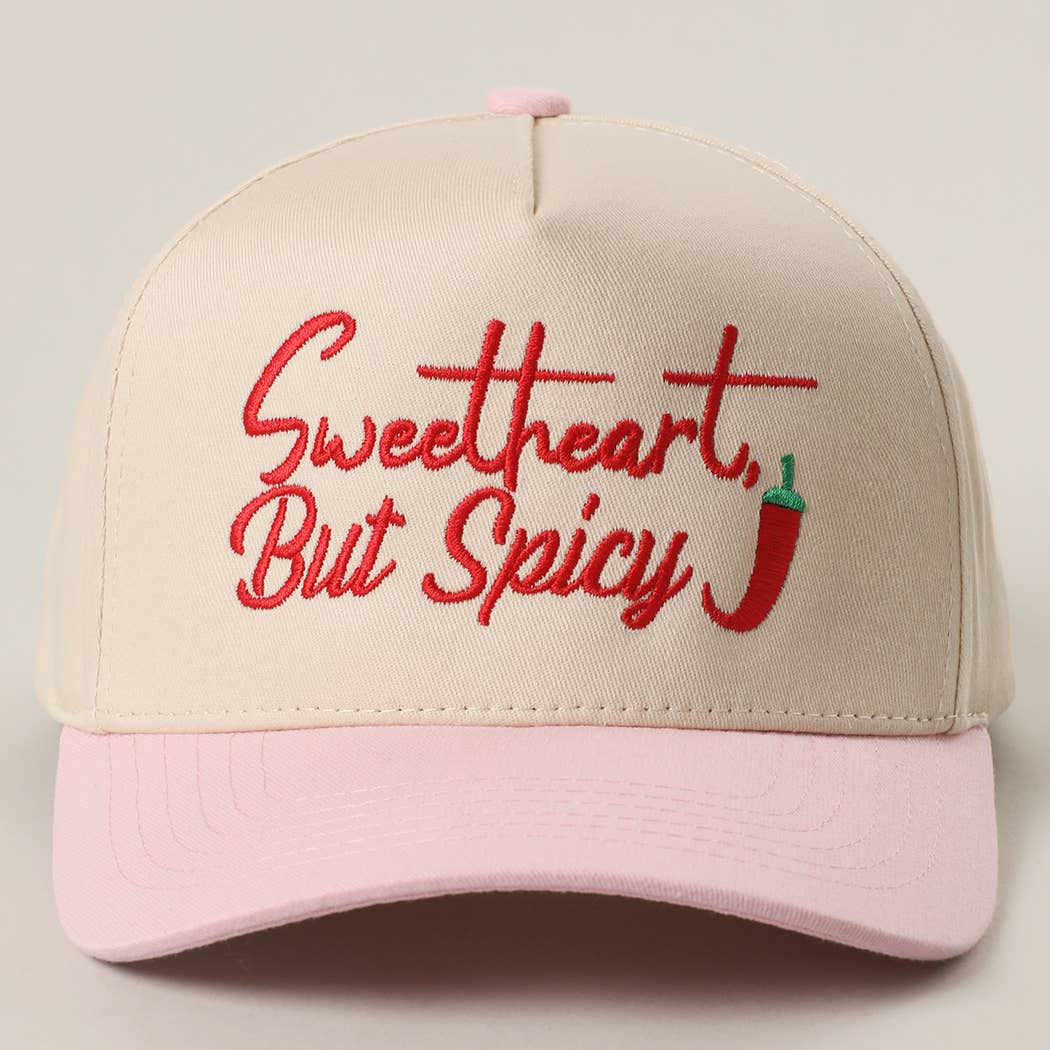 Sweetheart, But Spicy Embroidery Two-Tone Trucker Hat