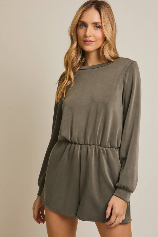 Olive Back Tie Romper