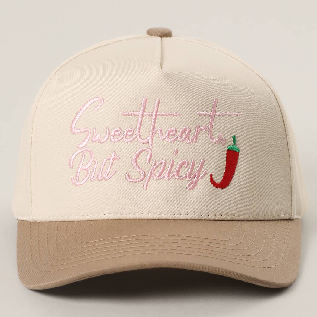 Sweetheart, But Spicy Embroidery Two-Tone Trucker Hat