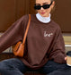 EMBROIDERED Love Sweatshirt Valentine's Day Crewneck Sweater: Ash Grey / Medium
