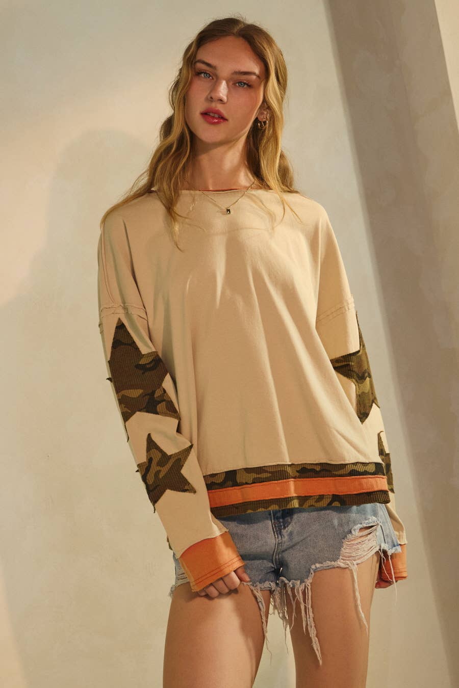 Camo Star Oversized Top