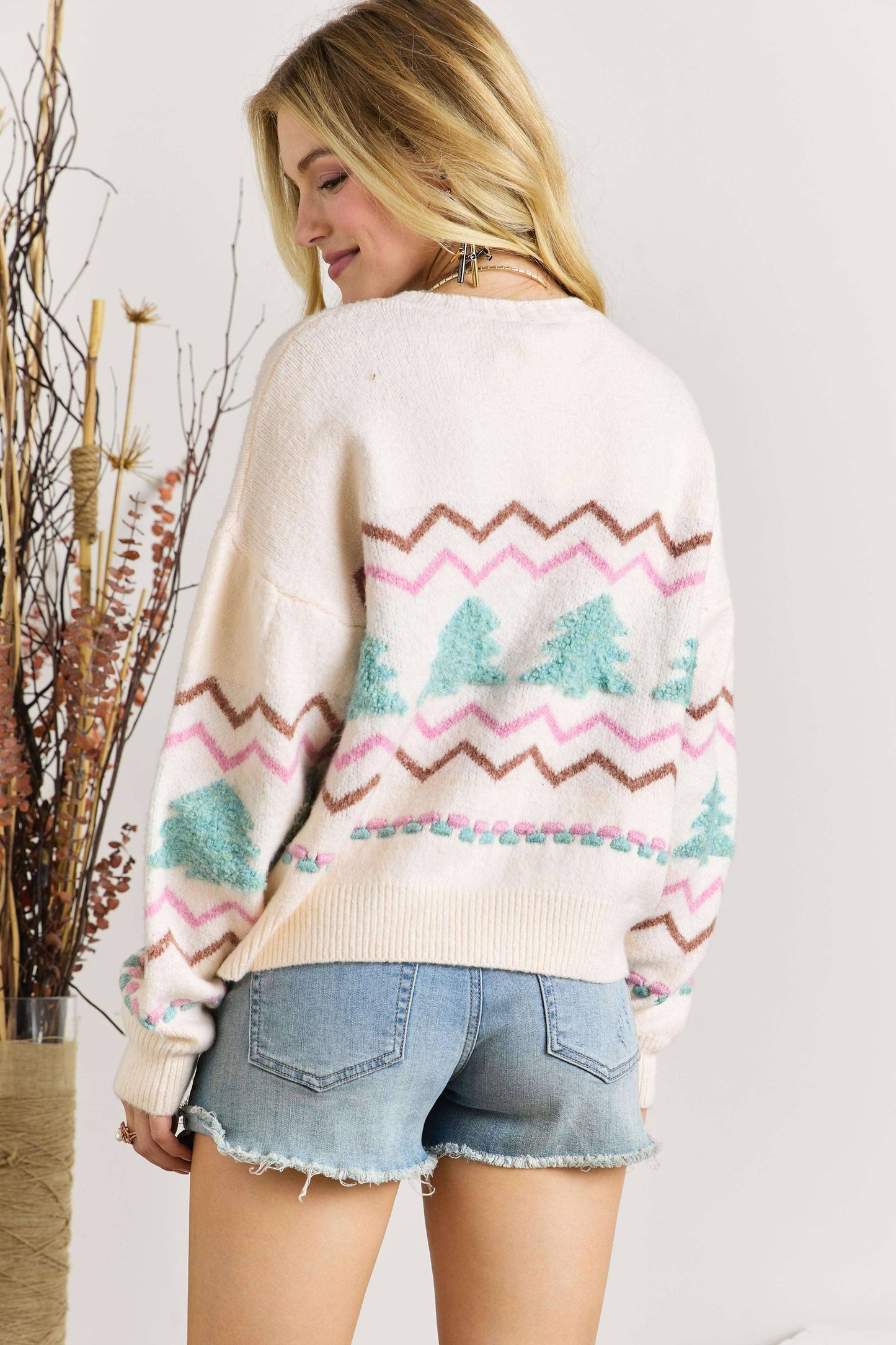 FLUFFY TREE SWEATER TOP