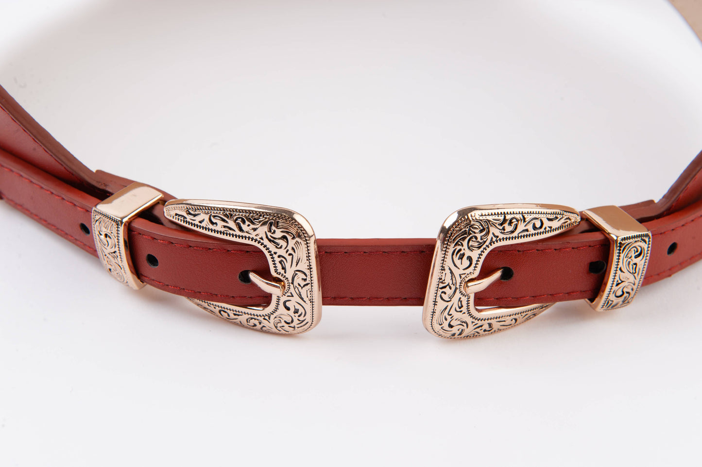 DOUBLE WESTERN BUCKLE CORSETTE BELT - RUST