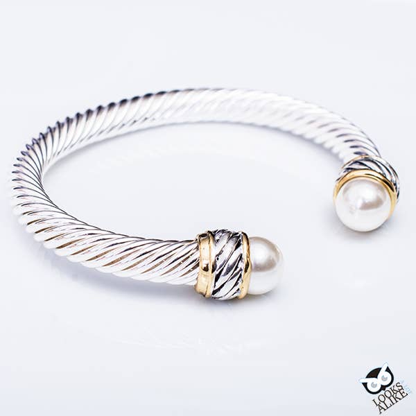 Dressy Pearl Cable Bangle