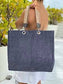 Solid Terry Plastic Lined Tote: Pearl Grey