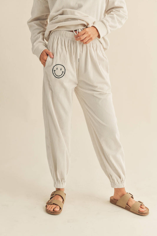 CORDUROY JOGGER PANTS: CREAM