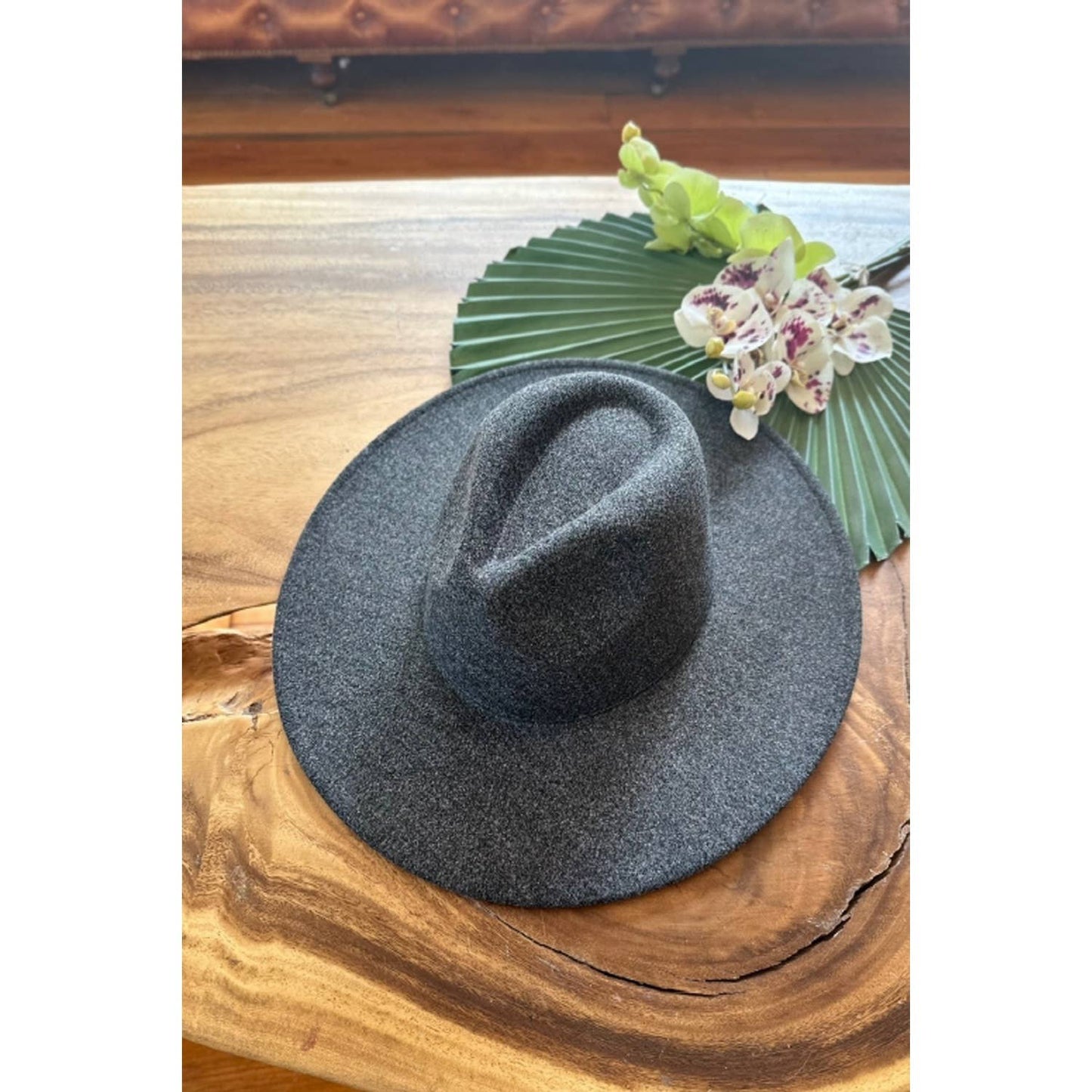 Classic Wide Brim Felt Primium Hat -Grey