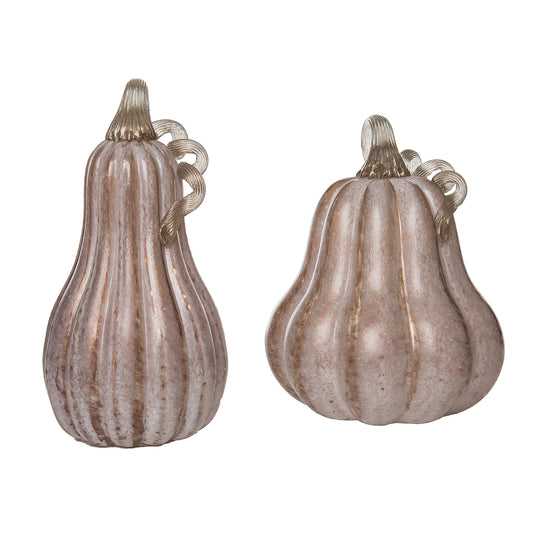 Glass Pink Harvest Pumpkins with Crackle Detail
