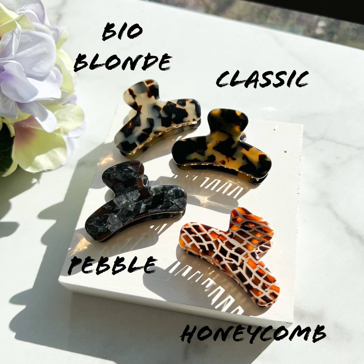 Mini French Claw Tortoise Shell Acetate Hair Clip: Rainbow