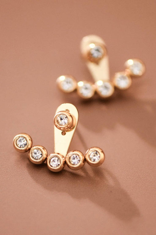 18K Gold Plated Stainless Steel White Crystal Ear Jacket Studs – 7985: S0OX3T7985