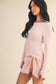 Long Sleeve Wrap Tie Front Dress: Pink / M
