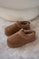 CHESTNUT TEDDY FAUX FUR FLATFORM SLIPPERS