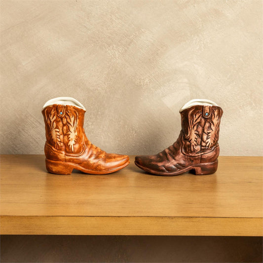 Ceramic Western Boot Vase