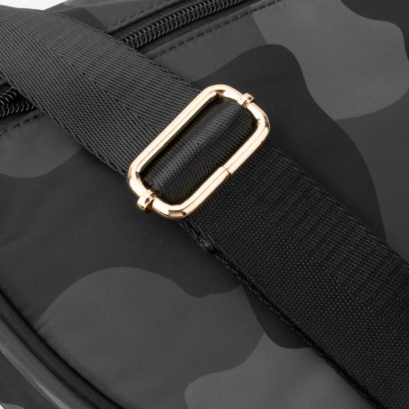 The Samantha | Double Zipper Sling Bag: Green Camo