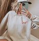 EMBROIDERED Love Sweatshirt Valentine's Day Crewneck Sweater: Ash Grey / Large