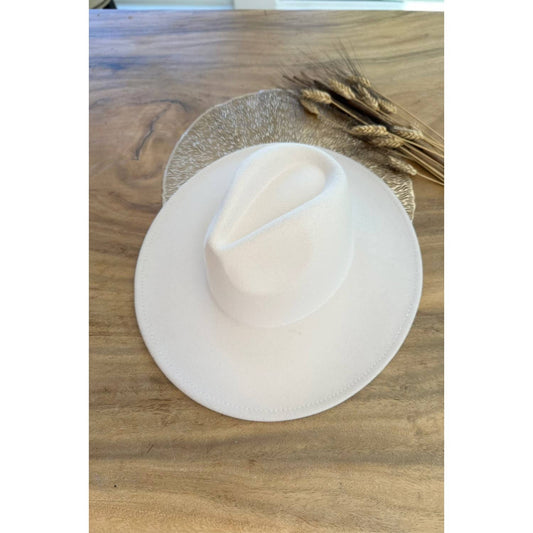 Classic Wide Brim Felt Primium Hat : White