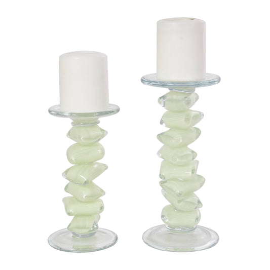 Glass Stacked Stone Candle Holders