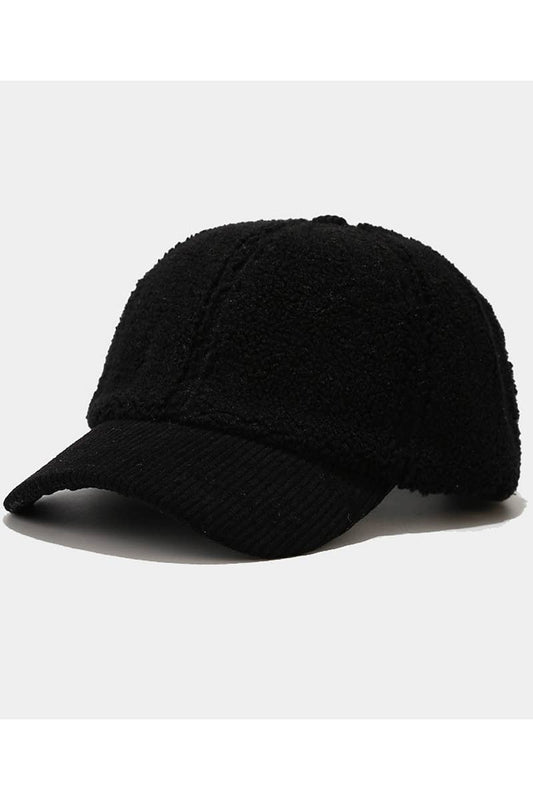 Furry Baseball Cap - BLACK