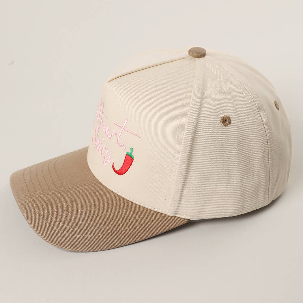 Sweetheart, But Spicy Embroidery Two-Tone Trucker Hat