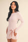 Long Sleeve Wrap Tie Front Dress: Pink / M