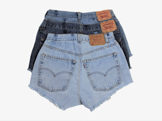 High-Rise Upcycled Denim Cutoff Shorts - (29" waist)