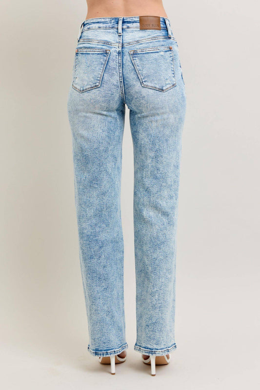 Judy Blue High Waist Mineral Wash Destroy 90's Straight Jeans