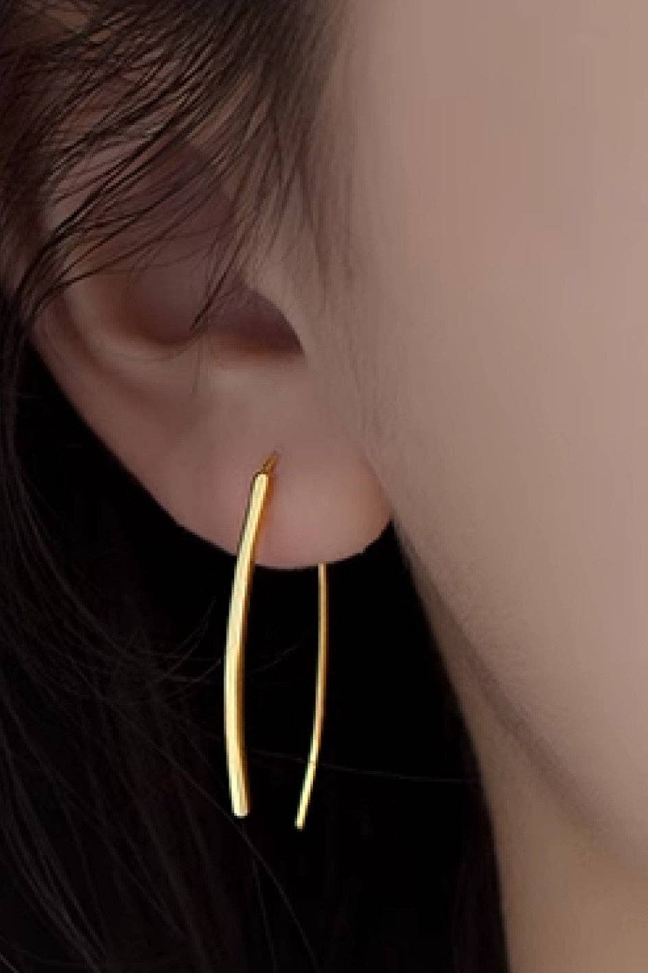18K Gold PVD Plated Stainless Steel Threader Earrings - 7196: S0OX3T7196 Gold