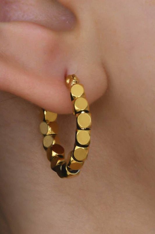 18K Gold Plated Waterproof Stainless Steel Hoop Earrings - 7191: S0OX3T7191