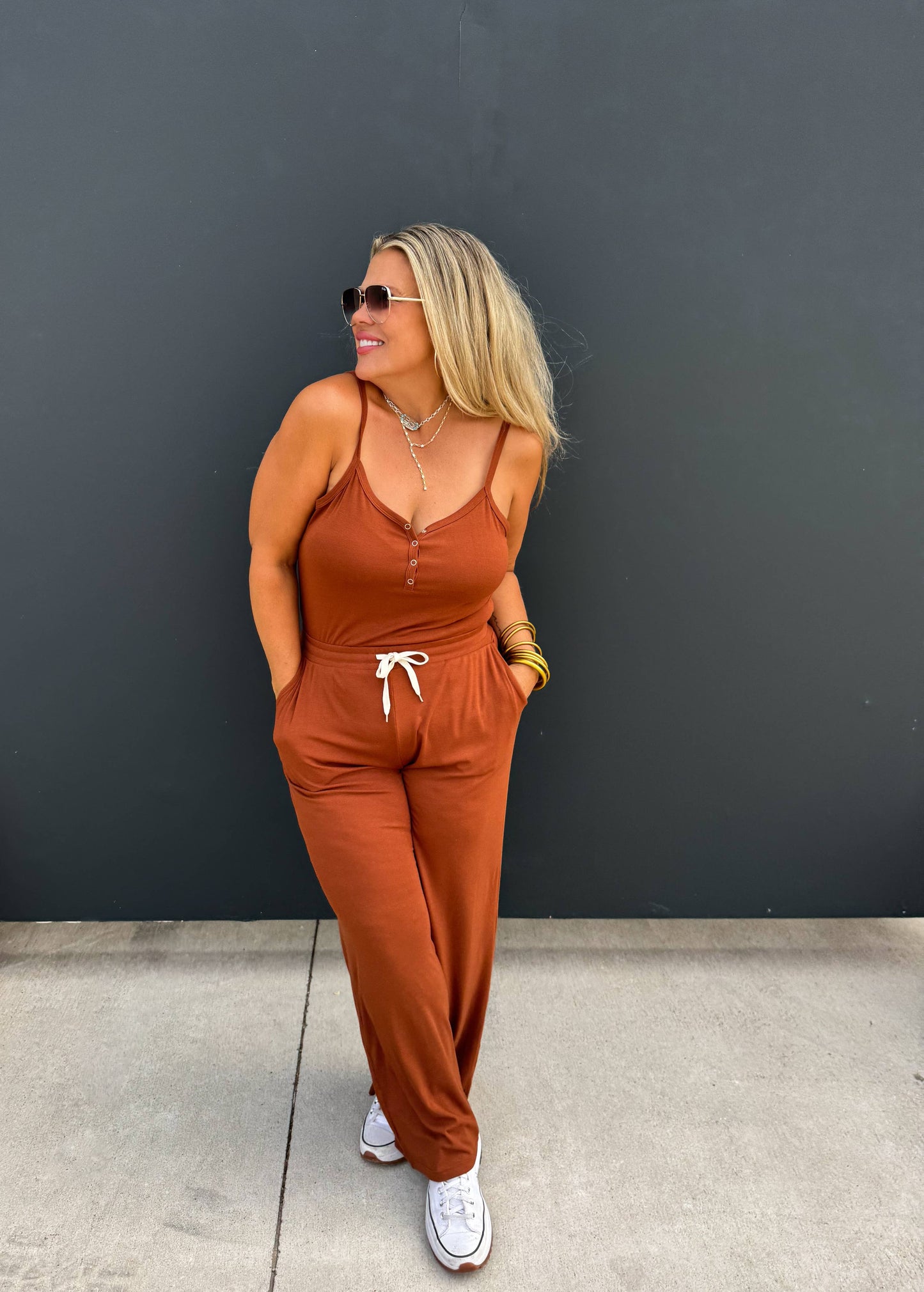 SOFT LANDING ROMPER & CARDIGAN SET: TOFFEE