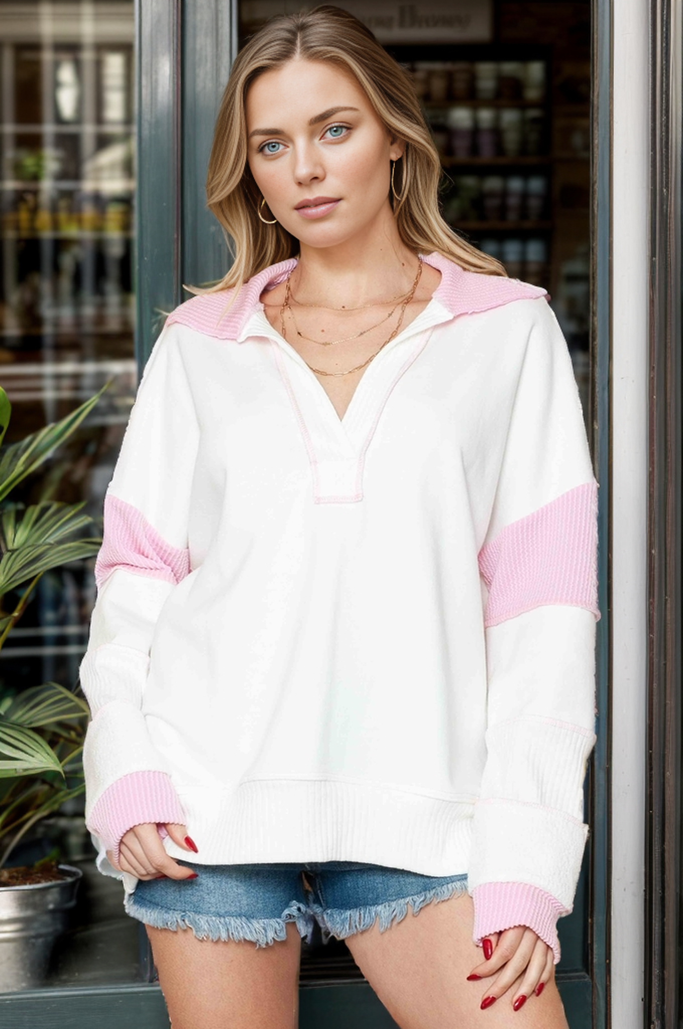 Wave Rib Contrast Top