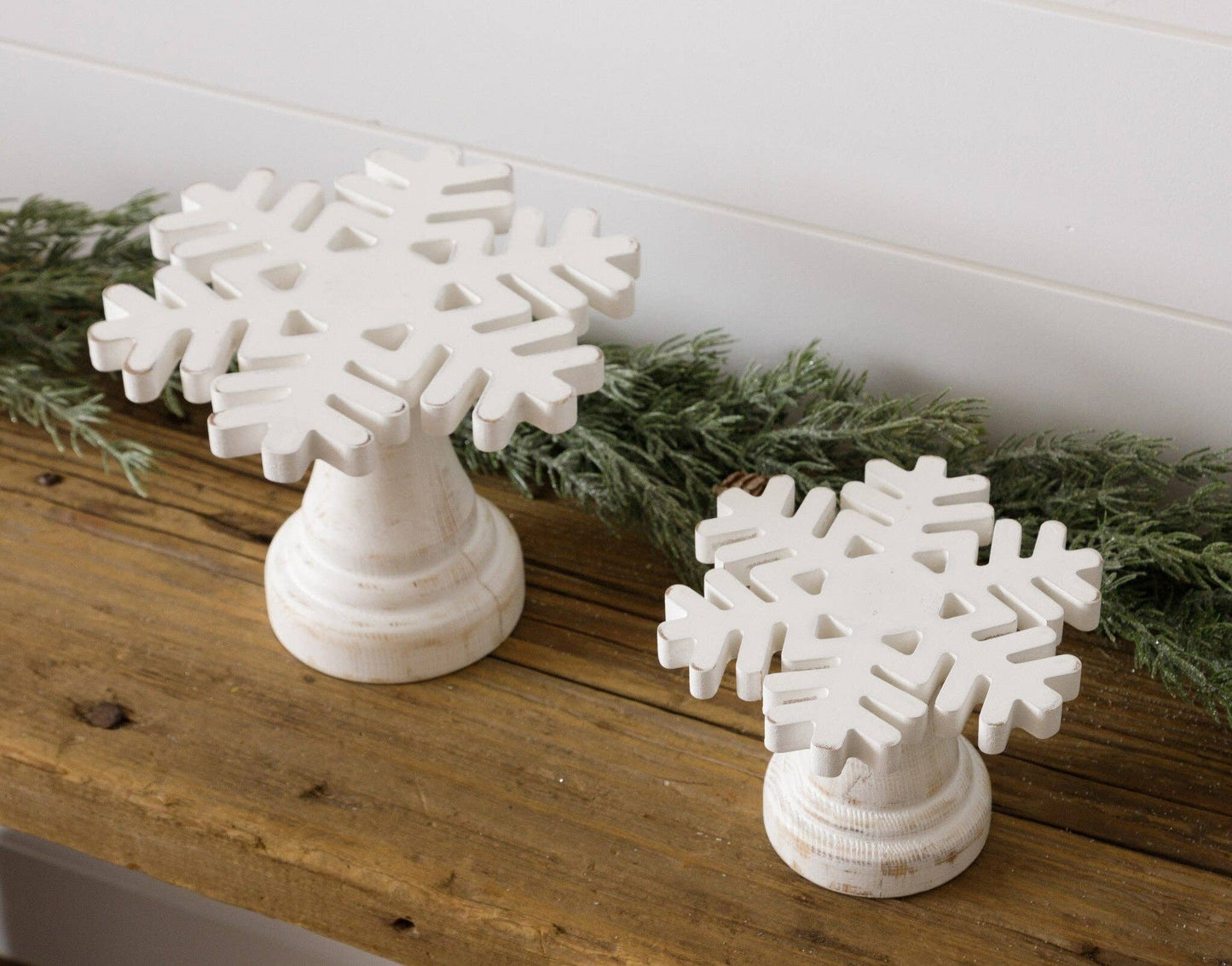 White Distressed Snowflake Risers