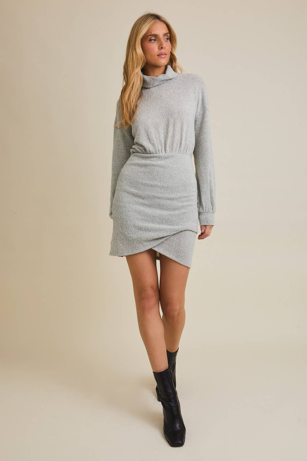 Long Sleeve Wrap Skirt Dress