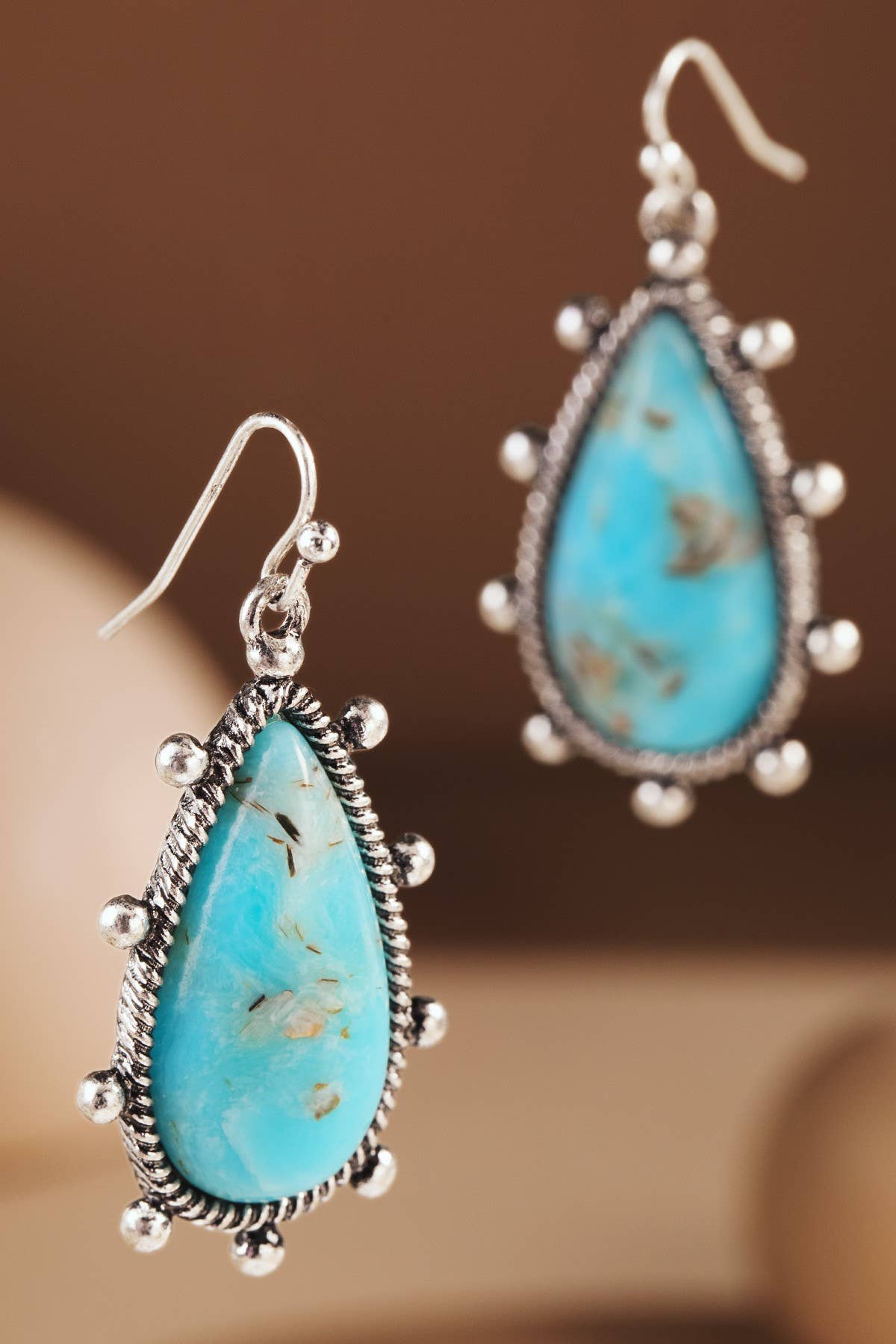 Western Teardrop Hand Stone Earrings