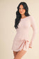 Long Sleeve Wrap Tie Front Dress: Pink / M