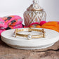 Jeweled Golden Bangle with semi precious stone dots: Shiny Gold - Pink Rose quartz