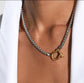 Horseshoe Gold Plated Stainless Steel Box Chain Necklace: Silver-Gold