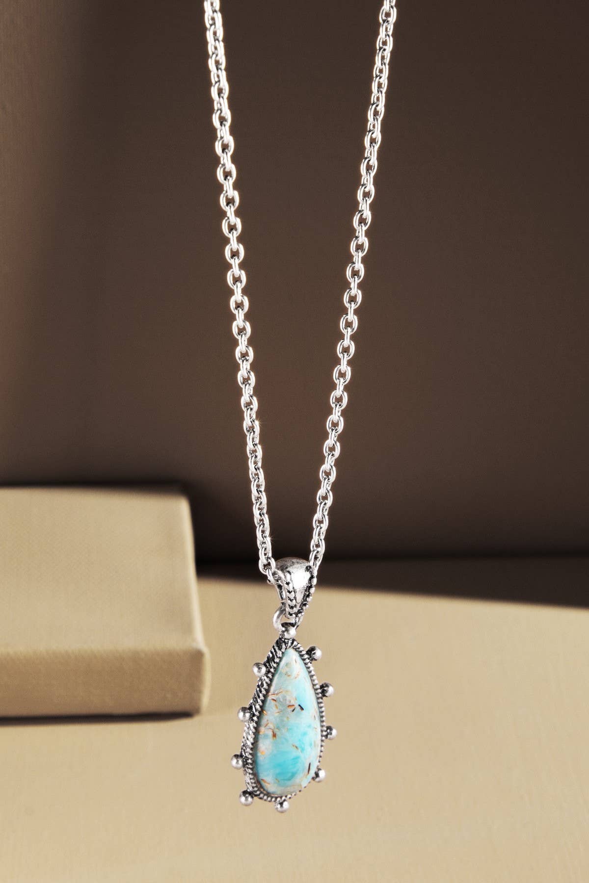 Western Hand Stone Teardrop Necklace